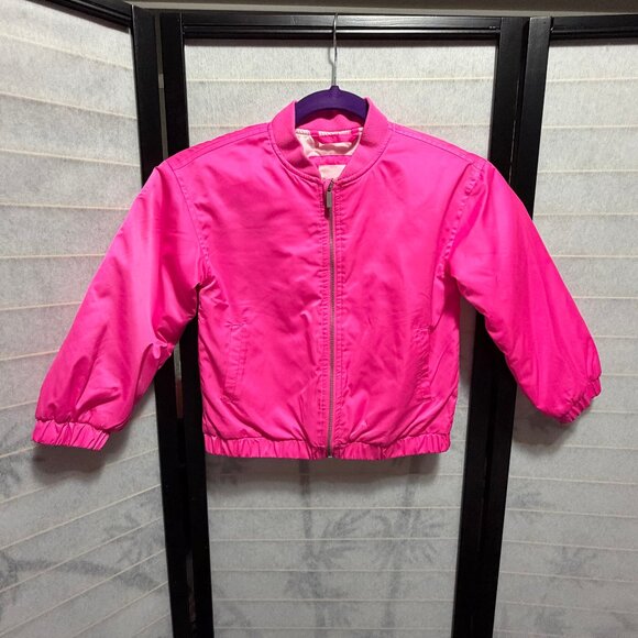 Cat & Jack Toddler Girls 5T Pink Zip Up Jacket Lightweight Purple Lining Preown - Picture 1 of 4